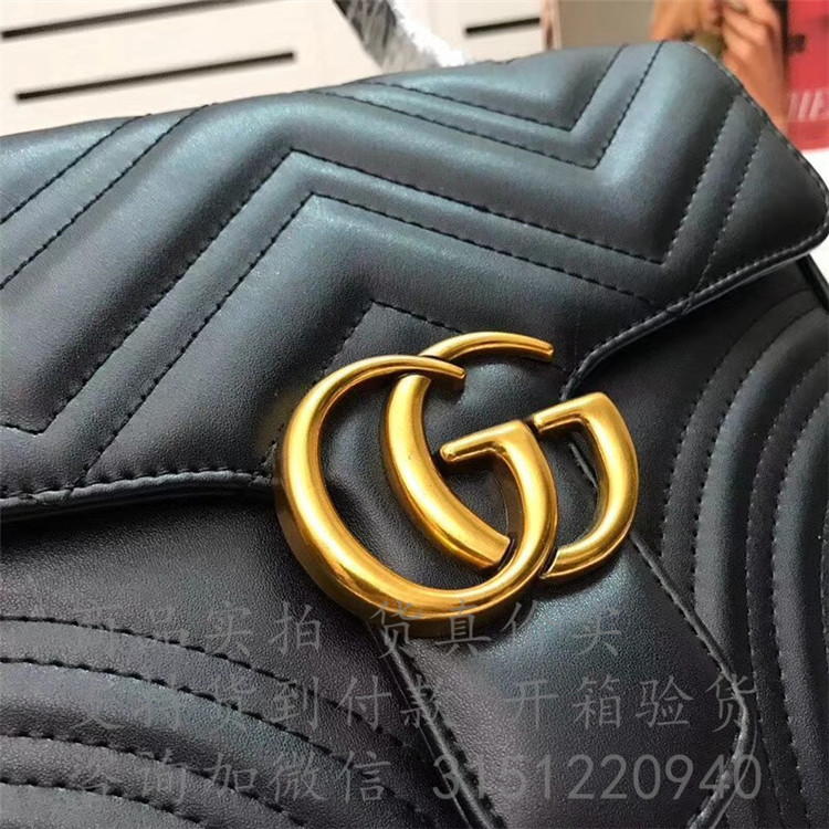 gucci手提包 498110黑色 古驰GG Marmont系列小号手提包