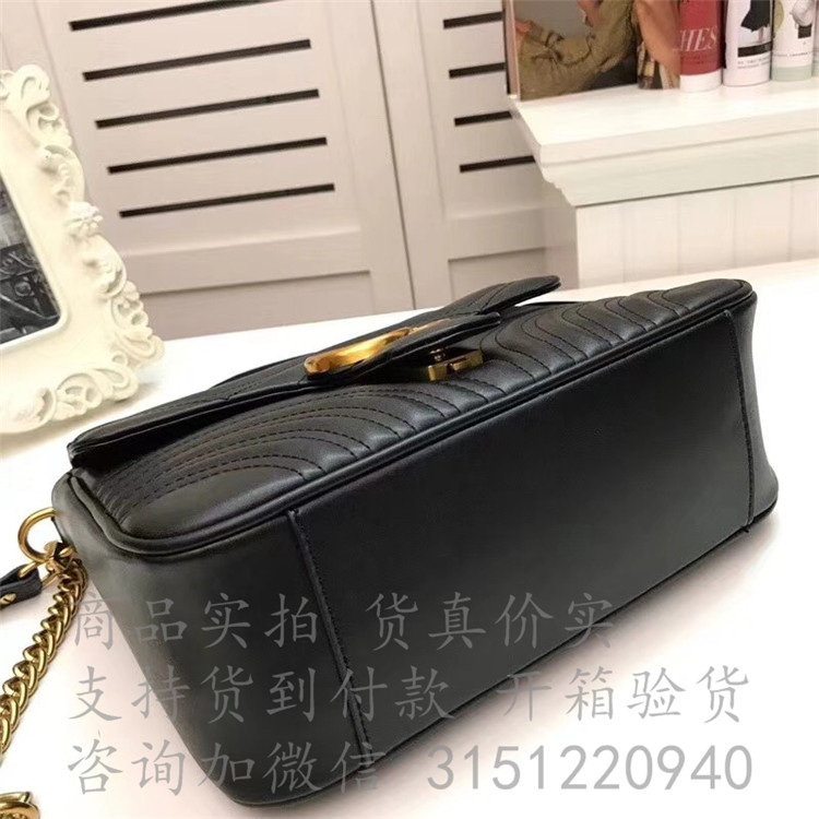 gucci手提包 498110黑色 古驰GG Marmont系列小号手提包