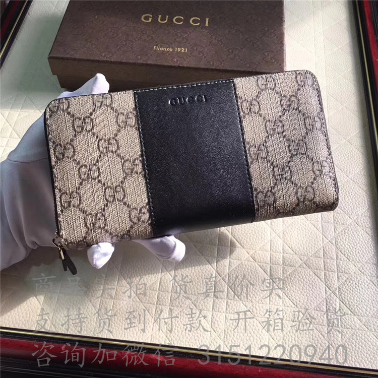 Gucci长款拉链钱包 451249 高级人造帆布全拉链式钱包