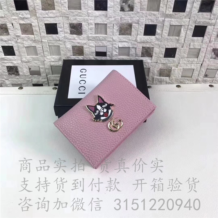 Gucci短款零钱包 499325 Bosco图案皮革卡片夹