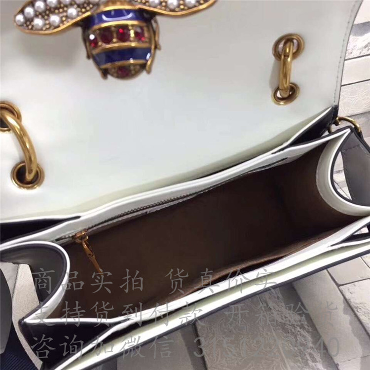 Gucci拼色斜跨手提包 476541黑白拼色 古驰Queen Margaret 系列皮革手提包