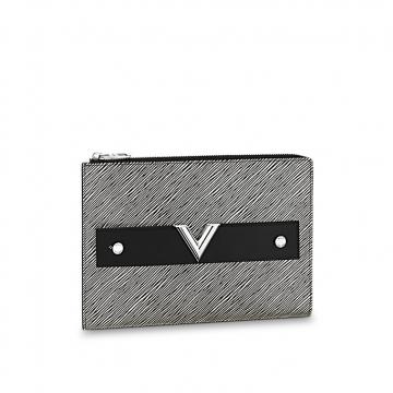 LV银灰色十字纹大号手包 M62092 POCHETTE ESSENTIAL V 手袋