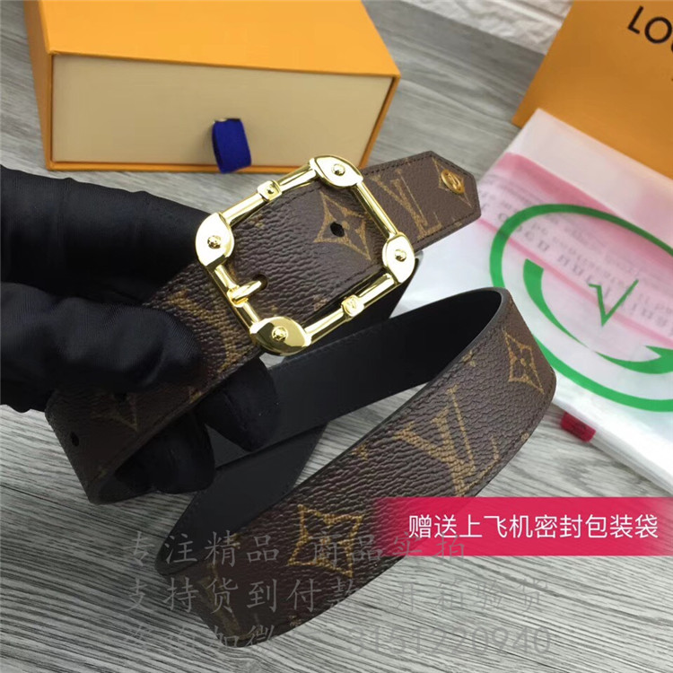 精仿LV老花针扣皮带 M9312U LV Malletier Monogram 腰带，30毫米