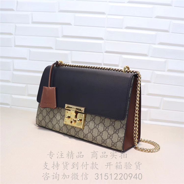 精仿Gucci斜跨链条包 409486 古驰Padlock系列中号GG肩背包