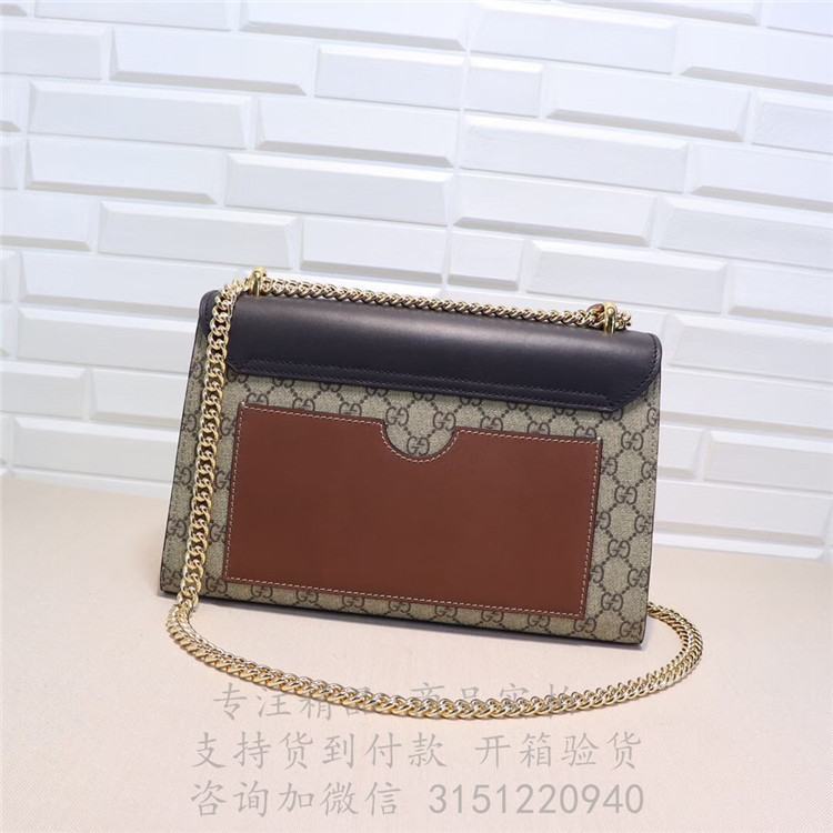 精仿Gucci斜跨链条包 409486 古驰Padlock系列中号GG肩背包