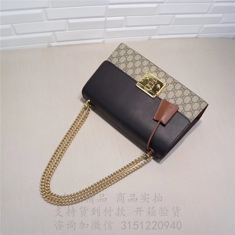 精仿Gucci斜跨链条包 409486 古驰Padlock系列中号GG肩背包