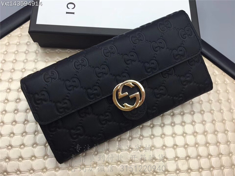 精仿Gucci长款钱包 369663 饰Gucci标识Gucci Signature皮革钱包