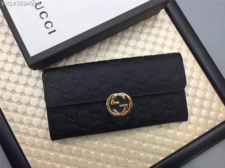 精仿Gucci长款钱包 369663 饰Gucci标识Gucci Signature皮革钱包