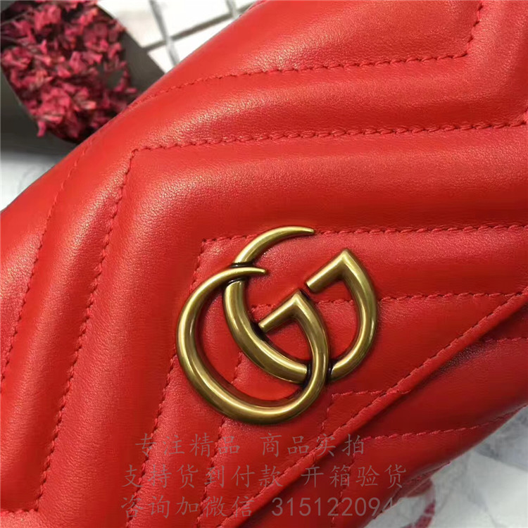 精仿Gucci长款钱包 443436红色 GG Marmont系列长款钱包