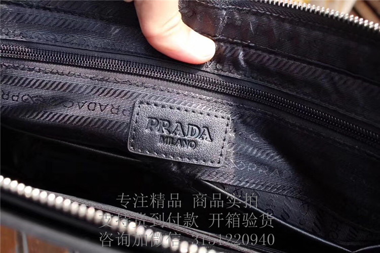 顶级高仿Prada手提公文包 0099-1 黑色鳄鱼纹薄款公文包