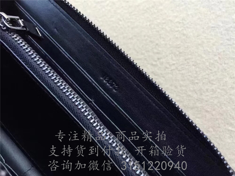 顶级高仿Versace拉链钱包 V8873 黑色荔枝纹压花半开拉链钱包