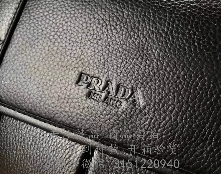 顶级高仿Prada单肩包 0304-3 黑色荔枝纹双扣翻盖邮差包