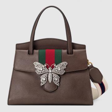 精仿Gucci斜跨手提包 505342棕色 GucciTotem系列中号手提包