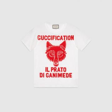 精仿Gucci短T恤 492347 “Il Prato di Ganimede Guccification”印花T恤