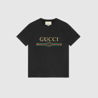 精仿Gucci短T恤 440103黑色 Gucci标识印花T恤