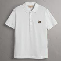 精仿Burberry短T恤 40287521白色 珠地网眼布棉质 Polo 衫