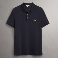 精仿Burberry短T恤 40155111海军蓝 珠地网眼布棉质 Polo 衫