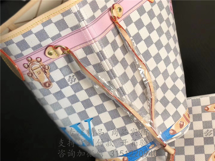 顶级高仿LV购物袋 N41065白格 Neverfull 中号手袋