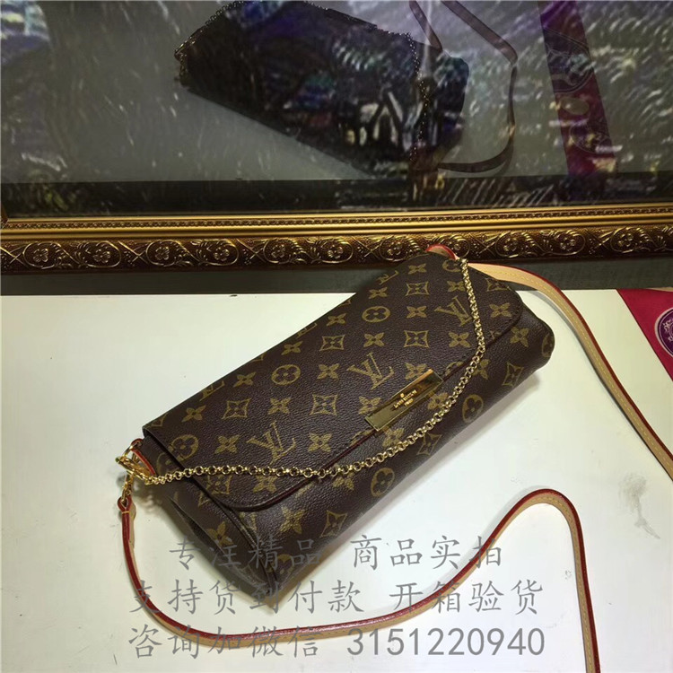 顶级高仿LV斜挎包 M40718老花 Favorite 中号手袋