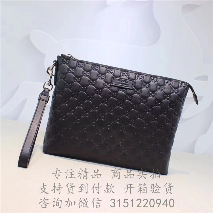 顶级高仿Gucci大手包 473881黑色 Gucci Signature柔软皮革男包