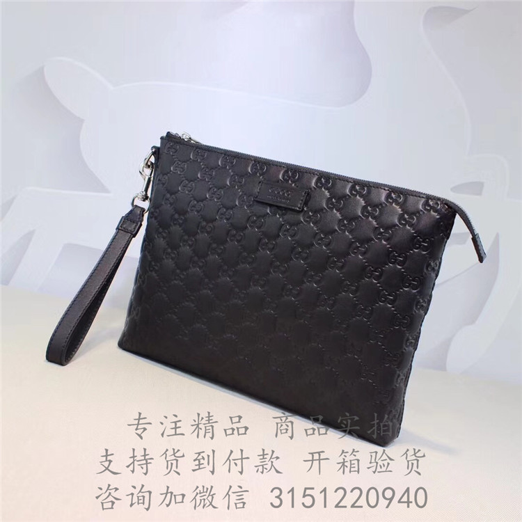 顶级高仿Gucci大手包 473881黑色 Gucci Signature柔软皮革男包