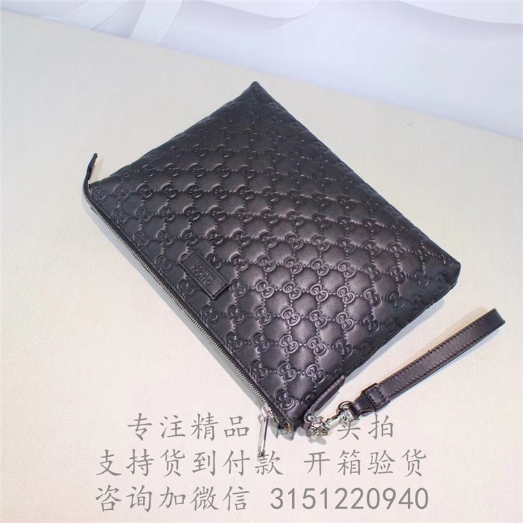 顶级高仿Gucci大手包 473881黑色 Gucci Signature柔软皮革男包