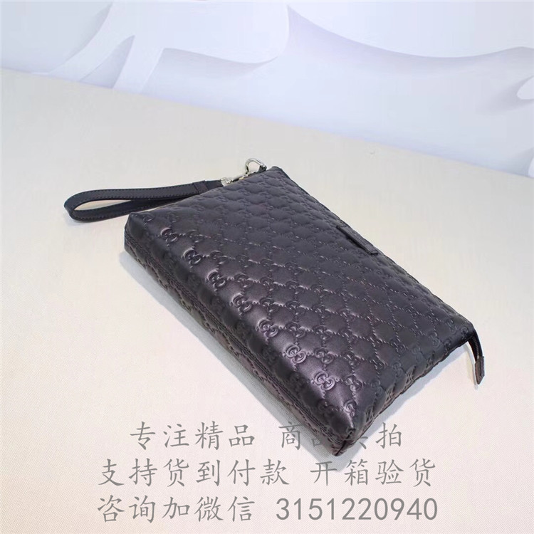 顶级高仿Gucci大手包 473881黑色 Gucci Signature柔软皮革男包