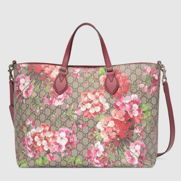 顶级高仿Gucci手提购物袋 453705 GG Blooms印花柔软质地购物袋