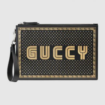 顶级高仿Gucci新款手包 510489 Guccy印花皮革手拿包