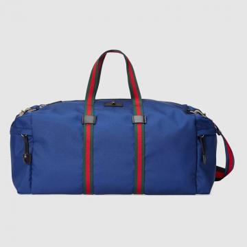 顶级高仿Gucci手提旅行袋 450983蓝色 高科技帆布行李袋