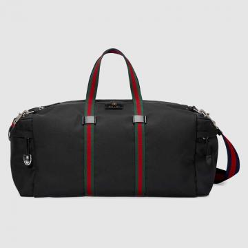 顶级高仿Gucci手提旅行袋 450983黑色 高科技帆布行李袋