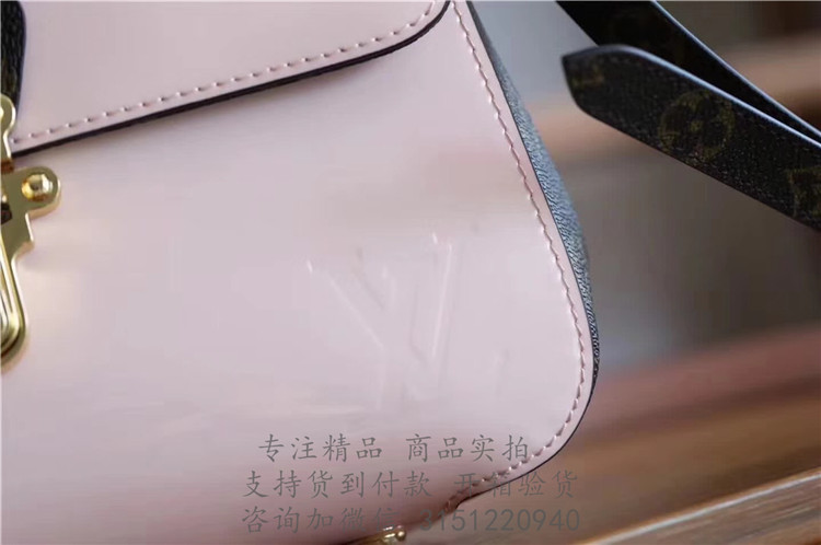 顶级高仿LV漆皮手提包 M53355浅粉色 Cherrywood 手袋
