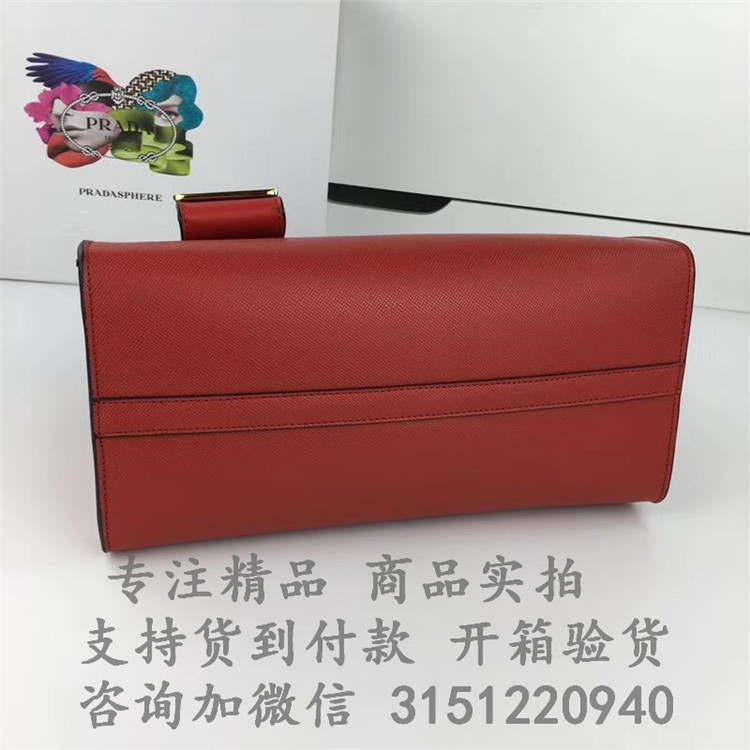 顶级高仿Prada手提包 1BA155深红色 Prada Monochrome 手袋