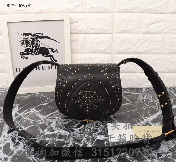 顶级高仿Burberry斜跨单肩包 40698521 The Satchel - 迷你铆钉皮革萨奇尔包