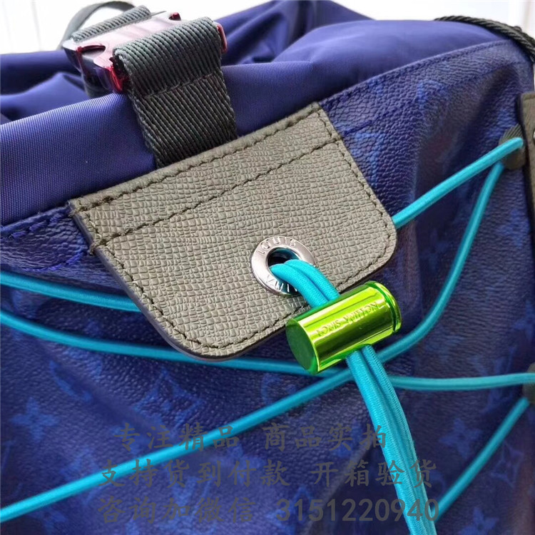 顶级高仿LV旅行背包 M43833蓝花 Backpack Outdoor 双肩包