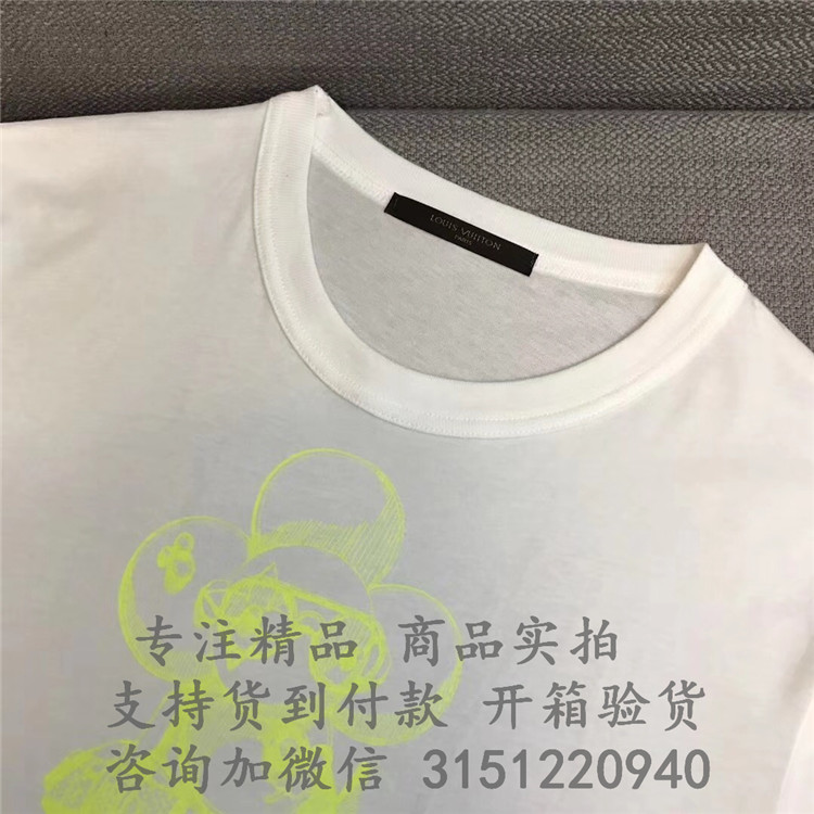 顶级高仿LV纯棉字母T恤 1A47EU黄色 VIVIENNE POP UP LOGO T恤