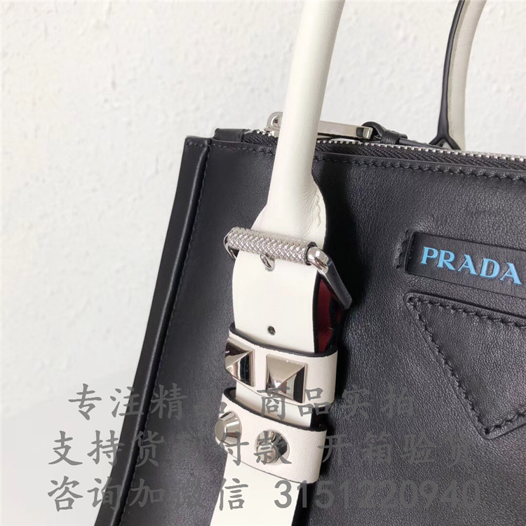 顶级高仿Prada斜跨手提包 1BA175黑色 普拉达 Concept 手袋