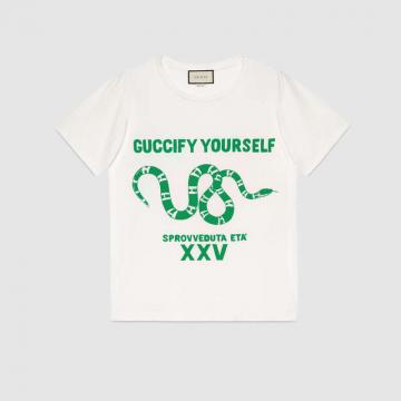 顶级高仿Gucci纯棉印花T恤 493117  "Guccify Yourself"印花T恤
