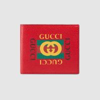 顶级高仿Gucci短款西装夹 ‎496309大红色 Gucci标识印花双折钱包