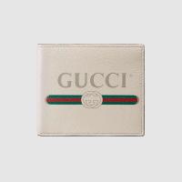 顶级高仿Gucci短款西装夹 ‎496309白色 Gucci标识印花双折钱包
