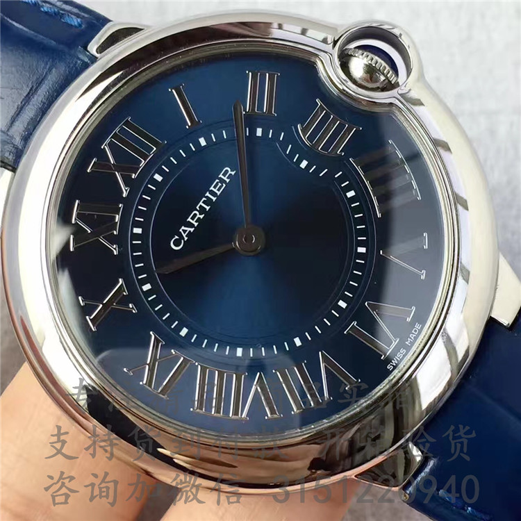 顶级高仿Cartier男士皮带机械腕表 W6920059 卡地亚-蓝气球系列超薄款 宽46mm