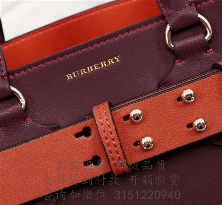 顶级高仿Burberry托特包 40773851枣红色 The Belt - 小号皮革贝尔特包