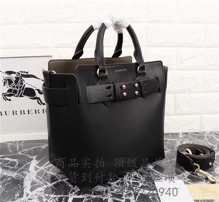 顶级高仿Burberry托特包 40767331黑色 The Belt - 小号皮革贝尔特包