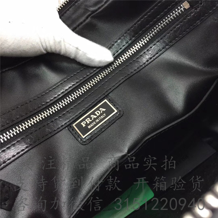 顶级高仿Prada手提公文包 2VE368 普拉达 黑色鸵鸟纹手提公文包