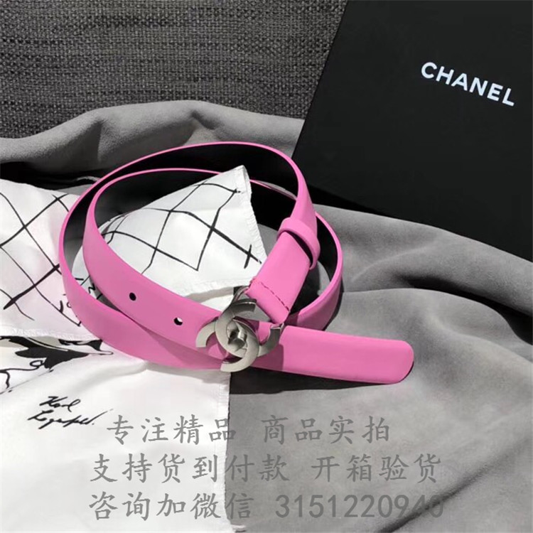 顶级高仿Chanel皮带 A77861粉红色 香奈儿女士2018年早春新款小牛皮腰带