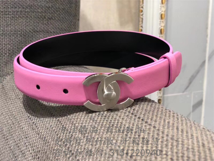 顶级高仿Chanel皮带 A77861粉红色 香奈儿女士2018年早春新款小牛皮腰带