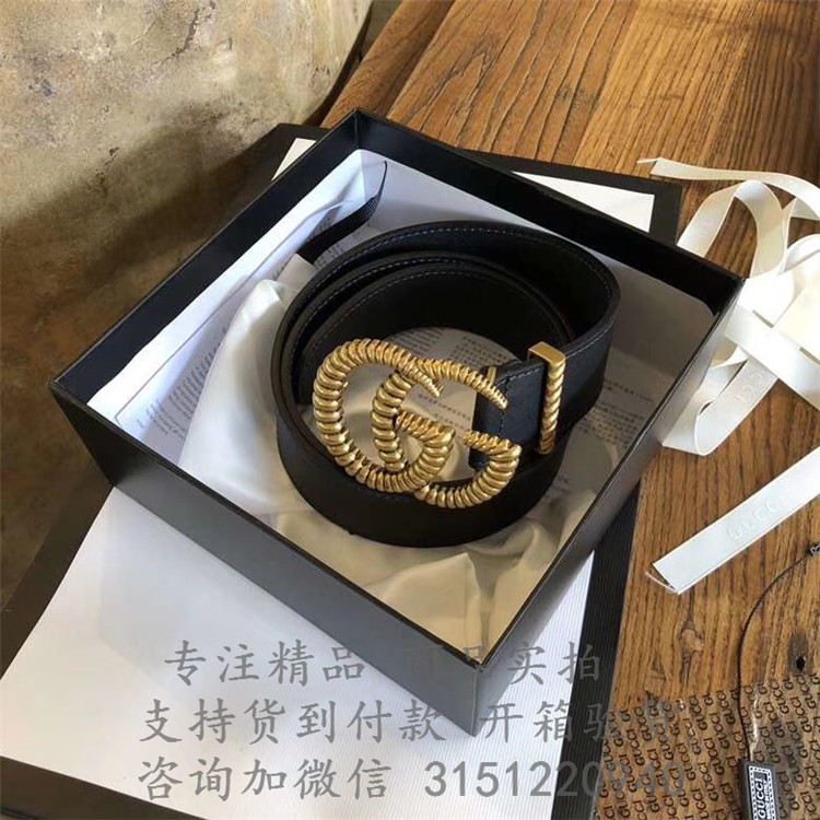 顶级高仿Gucci皮带 524103 饰织纹双G搭扣皮革腰带