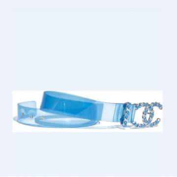 顶级高仿Chanel皮带  A77873淡蓝色 链条扣透明带身腰带
