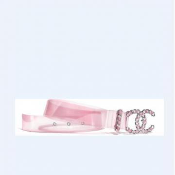 顶级高仿Chanel皮带  A77873粉红色 链条扣透明带身腰带