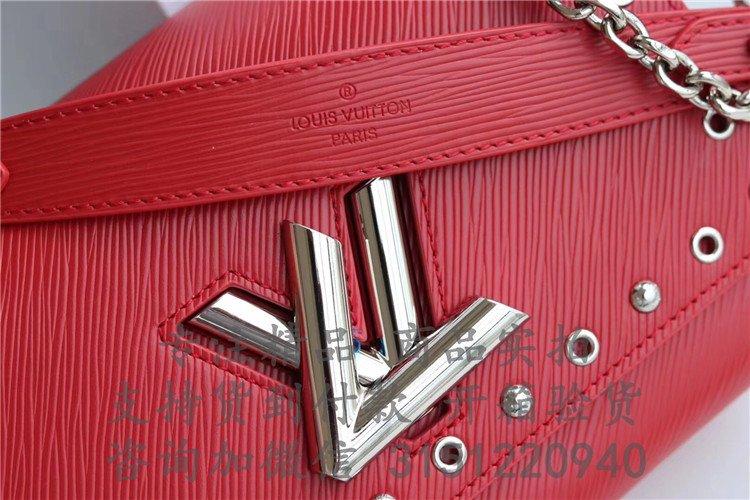 顶级高仿LV链条盒子包 M54269红色 铆钉饰边Twist 中号手袋